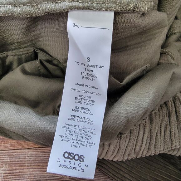 ASOS Design Men's Size S Corduroy Jogger Pants W/ Drawstring Green - Picture 11 of 12